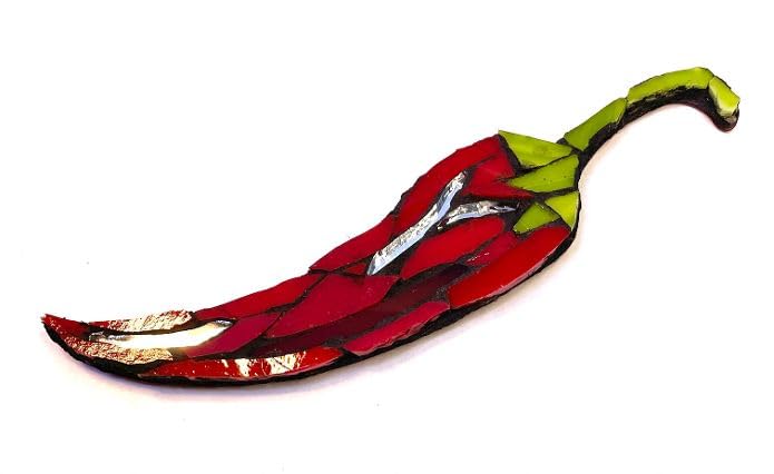 Hot Red Chili Pepper Mosaic Fridge MAGNET Artwork 5" by artist MosaicsByKarla