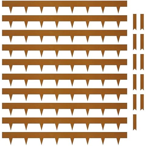 KOL Weather Resistant Steel Flexible Garden Lawn Edging, 10-Pack Pre-Rusted Metal Landscape Edging Strips - Heavy Duty Hammer-in Border with 11 Clips - 16-Gauge - 40" L x 4.5" H (33FT Total Length) Cover