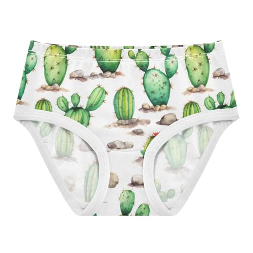Joisal Girls Underwear Toddler 2t Cotton Panties for Girl Artistic Kids Undies Briefs Watercolor Green Cactus White