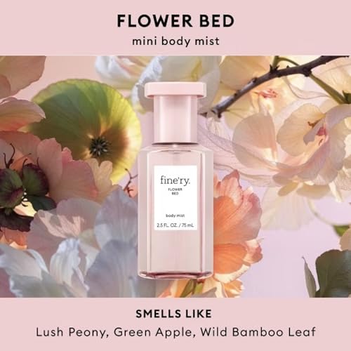 Image of Fine'ry Flower Bed Peony Apple Mini Hair + Body Mist Floral Fragrance Spray for Women & Girls - Fresh Green Apple, Blooming Jasmine, Travel Size, Cruelty-Free, Gift for Teens (2.5 Fl Oz)
