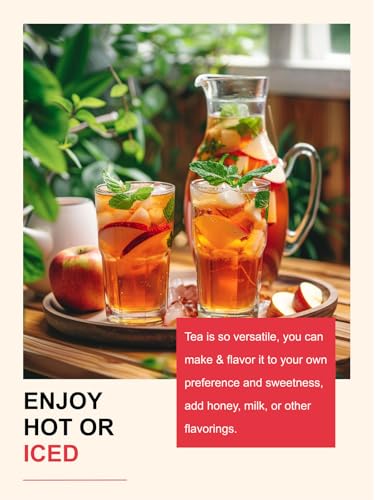 TeeLux Apple and Cinnamon Tea Bags 60 Count, Vegan, Aromatic, Caffeine Free, Fruit and Herbal Tea, for Hot or Iced Tea, Biodegradable Tea Bags