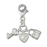 Herz Schlüssel-Charmsanhänger aus 925er Sterling Silber