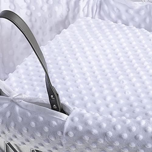 Clair de Lune | Dimple Grey Wicker Moses Basket with bedding | Includes mattress, Hood, Padded liner, Coverlet | UK Made with love (White)
