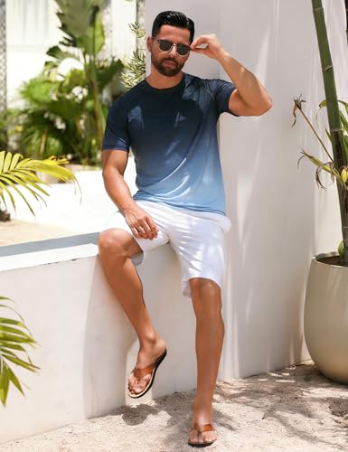 Image of ELETOP Men's Swim Shirts UPF 50+ Short Sleeve Rash Guard Sun Shirts for Beach Fishing
