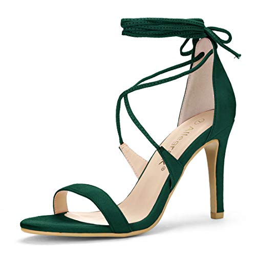 Allegra K Sandalias con Cordones De Tacón Alto De Estilete Abierto De Mujer Verde 42