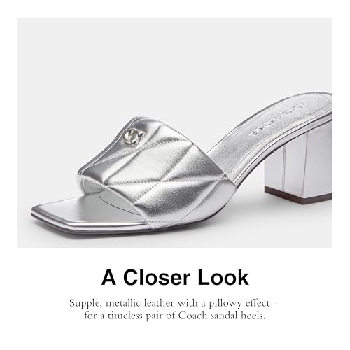Image of COACH womens Holly Block Heel Sandals With Quilting