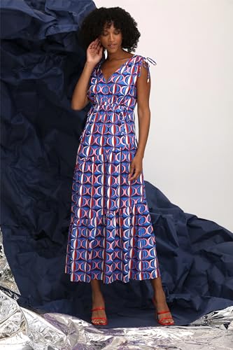 Image of Maggy London Women's Tiered Maxi with Shoulder and Waist Drawstring Details
