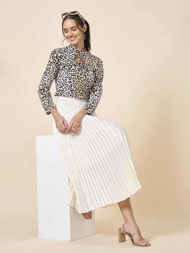 Image of Style Quotient Women Smart Printed top with Neck Tie-up Full Sleeve Shirt