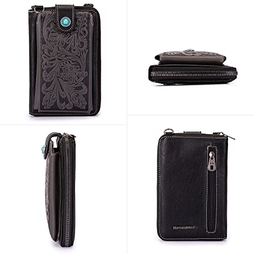 Image of Montana West Western Crossbody Phone Wallet for Women RFID Blocking Wallet Purse with Cash Slots & Zipper Pocket