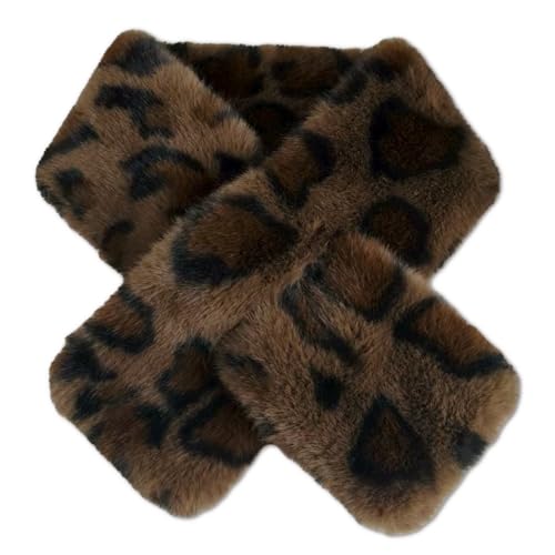 KASESSS Bufanda De Pelo SintéTico Con Estampado Leopardo, Elegante Suave Bufanda De Invierno Para Mujer, Estampado Animal Mullida Neck Warmer Para OtoñO E Invierno CáLido Regalo Para Mujer