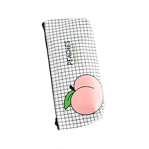 Preisvergleich Produktbild Haodou Mäppchen Leinwand Bleistift Täschchen Reißverschluss Briefpapier Federmäppchen Pfirsich Muster Aufbewahrungstasche für Jungen Mädchen Kinder Studenten 8.8cm*21.3cm (Weiß-A)