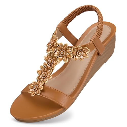 Image of SHIBEVER Wedge Sandals for Women Dressy: Summer Platform Comfortable Low Wedges Womens Sandal