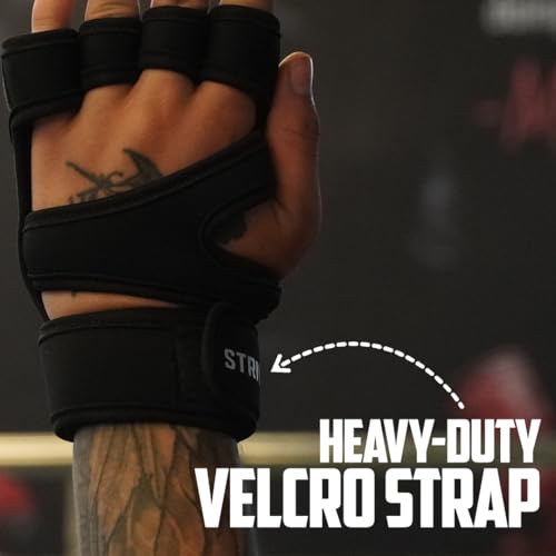 Image of Wrist Support Gloves | Gym & Weightlifting Gloves with Built-in Wrist Wraps for Crossfit, Boxing & Strength Training | (Medium)