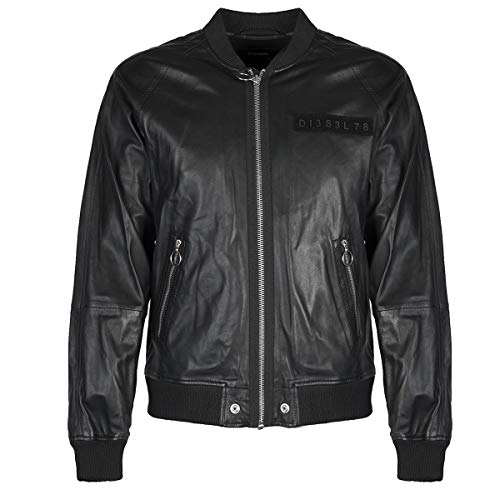 Diesel L-Pins-A 900 Herren Leather Jacket Schwarz