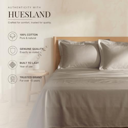 Image of Huesland Premium 100% Cotton Luxe Soft Touch 300 Thead Count Pillow Cover Set of 2 - Dessert Taupe