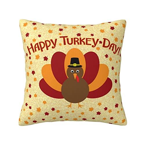 Thanksgiving Throw Pillow Covers 18X18 In, Fall Pillow Covers With Zipper , Cute Thanksgiving Turkey Square Pillowcase Case For Livingroom Bedroom Bed Sofa Car Cushion Decorative #TOP23