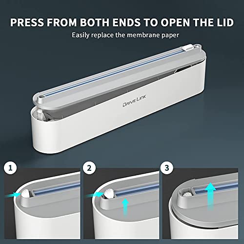 Refillable Magnetic Plastic Wrap Dispenser With Slide Cutter, Sturdy Food Cling Film Cutter, Press and Seal Wrap, 12" x 328' Roll BPA Free - Thumbnail 6