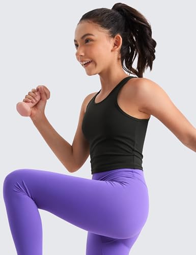 CRZ YOGA Girls Butterluxe Double Lined Tank Tops Crew Round Neck Racerback Teen Kid Workout Casual Dance Crop Sleeveless4