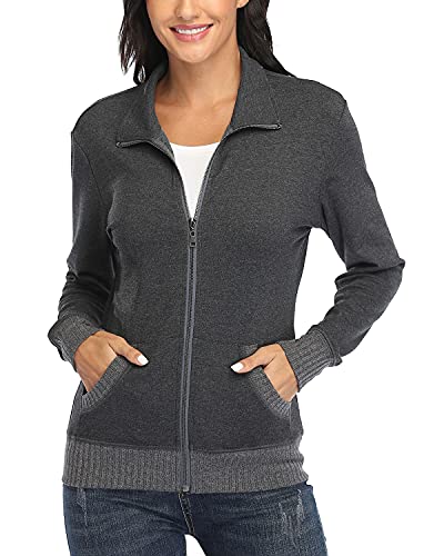 Andy & Natalie Women's Zip Up Jackets Sweatshirts Jacket Stand Collar Jacket With Pockets #TOP2