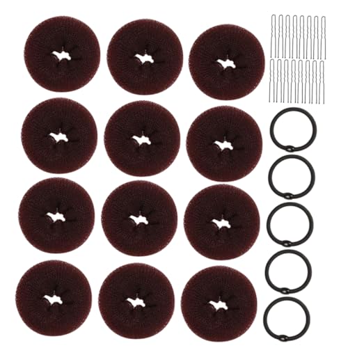 IWOWHERO Donut Hair Bun Maker Color Café Accesorio Ligero para Peinados Elegantes y Casuales Herramienta Fácil para Moños Rápidos y para Mujeres y Niñas