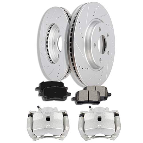 Image of SCITOO Front Brake Kit [4] Brake Pads [2] Brake Rotors [2] Brake Disc Calipers w /Bracket Compatible With 2006-2011 for Chevrolet for HHR,2004-2008 for Chevrolet for Malibu