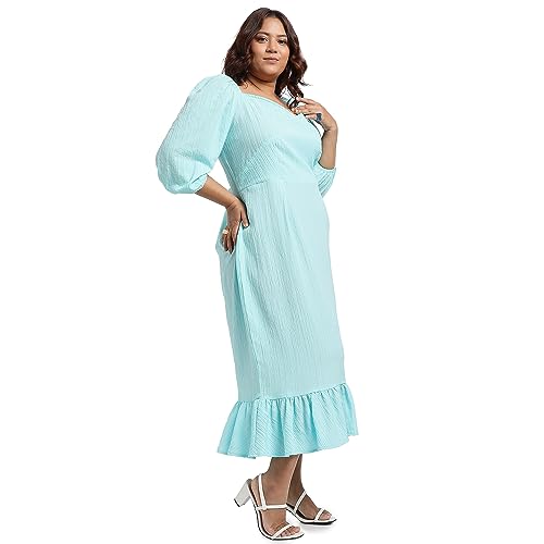 Image of Instafab Plus Women's Dress for Casual Wear | Short Sleeve | Plus-Size Fit | Polyester Fabric | V-Neck Dress Crafted with Comfort Fit for Everyday Wear