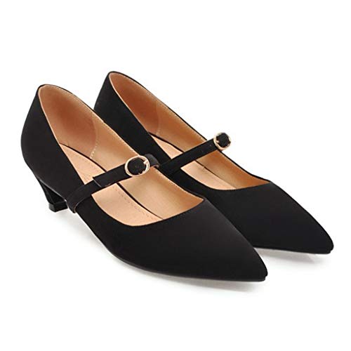 MIOKE Women's Pointed Toe Comfort Low Kitten Heels Pumps Slip On Suede Daily Office Mary Jane Dress Shoes2