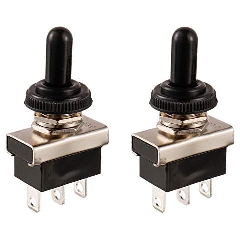 BOJACK KN3D-103 Kippschalter SPDT EIN-AUS-EIN 3 Anschlussstift 12 VDC 25 A mit wasserdichter Kappe (Packung mit 2 Stück) Cover