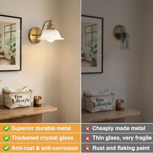 Image of Redluck Battery Operated Wall Sconce with Remote Control, White Glass Wireless Wall sconces Set of Two, Rechargeable Battery Powered Wall Lamp for Bedside Bedroom Living Room Hallway Decor