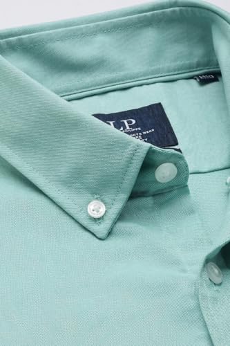 Image of Louis Philippe Men's Slim Fit Signature Oxford Easy Care, Natural Stretch Full Sleeve Solid Casual Shirt, Cotton