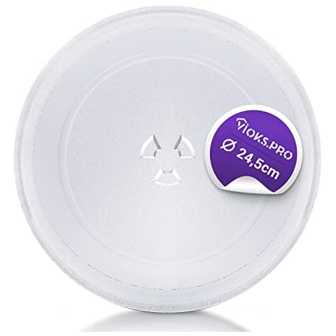 Vioks.pro Mikrowelle Drehteller Ersatz für Candy 49008516 Ø 245mm Ersatz Drehteller für Mikrowelle Teller Glas Universal Mikrowelle Zubehör (245 mm mit 3 Noppen) Cover