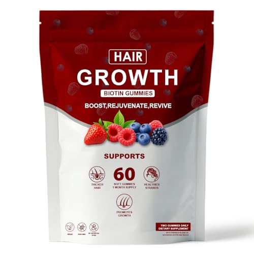 SUUDUUL Hair Growth Gummies for Black Women, with Biotin-Silica Complex (5000mcg Biotin) & Vitamin D (30mcg), Supports Hair, Skin & Nail Health, Non-GMO, 60 Gummies