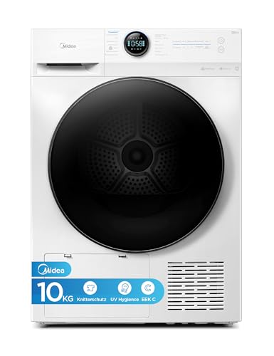 Midea MD20EH100WB-A3 Wärmepumpentrockner/ 10 kg/EEK A+++ / UV Hygience/Knitterschutz/Sanfte Pflege/Auto Dry/Wollpflege/Auffrischen/Fernsteuerung/Startzeitvorwahl/Weiß