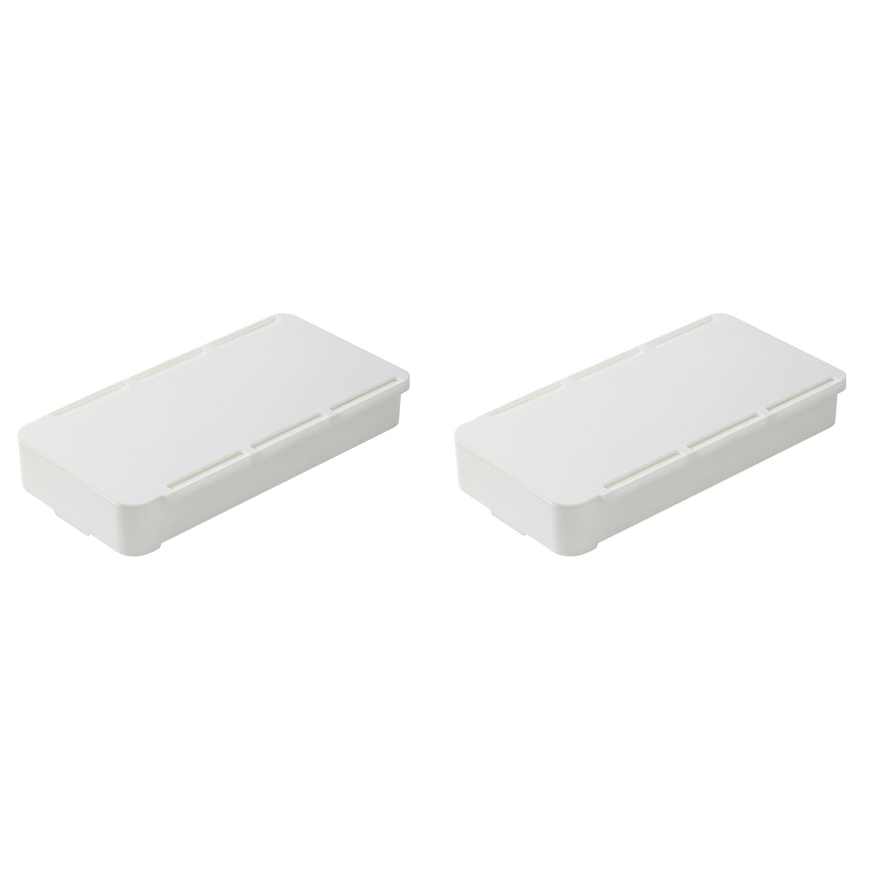 Aundhegrtt 2X Under Desk Drawer Organizer Storage Box Self-Adhesive Stationary Container Desk Makeup Holder White