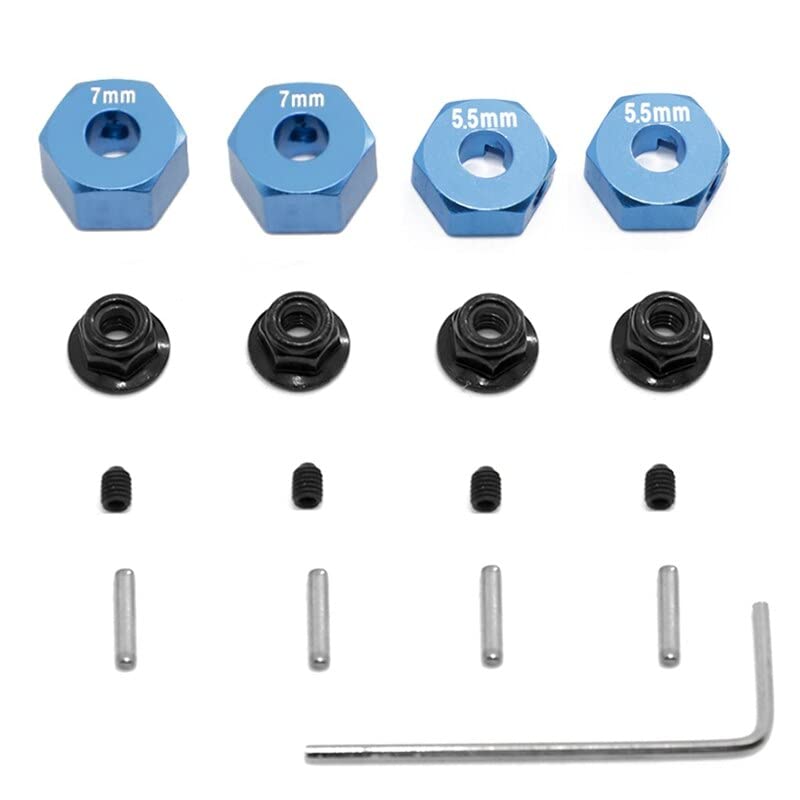 Greendhat Perni Di Mozzi Ruota Esagonali In Metallo E Dadi Di Bloccaggio Flangiati M4 Set For Parti Di Aggiornamento Traxxas Slash 2WD 1/10 Sostituire 1654 3654 ( Color : Blue - Foto 4