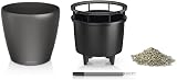 Lechuza Self Watering Plant Pot CLASSICO 43 LS Garden Flower Indoor and Outdoor Plastic Planter with Drainage Hole D43 H40 cm Charcoal Metallic - 9