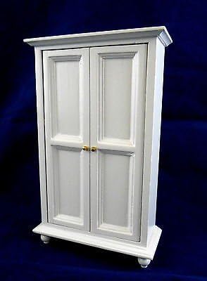 Miniatura 3 de Melody Jane Dolls Houses Muebles de dormitorio en miniatura de la escala 1:12 de la casa Armario de madera blanco