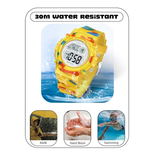 Image of SPIKY Round Digital Sports Watch for Kids | Military, Camouflage Design | Multifunctional & Luminous Display | 30M Water Resistant | Best Birthday Gift Wrist Watches for Boys & Girls | Age 2-12 Years