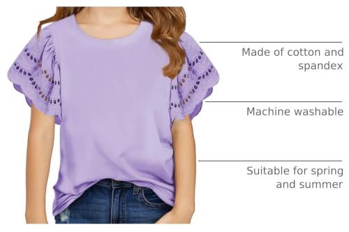 Image of blibean Girls Summer Short Sleeve Shirts Cotton Tops Size 4-15 Years Old