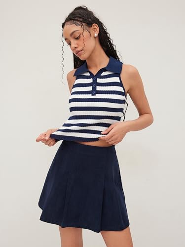 CIDER Mini Skirt Pleated Mid Waist Corduroy Women Short for Women Fall Mini Skirts Trendy3