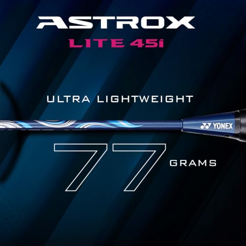 Image of Yonex Graphite Strung Badminton Racquet Astrox Lite 45i (G4, 77 Grams, 30 lbs Tension, Blue Silver)