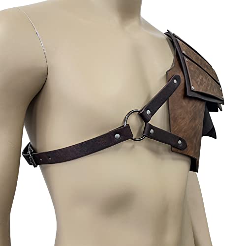 HiiFeuer Viking Faux Leather Single Pauldron Armadura de hombro, Retro Medieval Knight Shoulder Armor for LARP/Cosplay