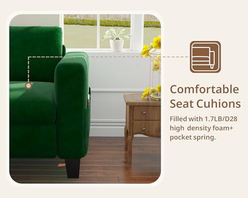 Image of SRMS Sectional Couches for Living Room 78 inch L Shaped Sofa with Storage Ottoman | Free 3 - Pillows | Sofa Set for living Room, Office | Modern Classic 3 Seater Sofa Set | Timeless Appeal | | Dark Green