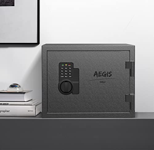 Aegis 1.2 Cub Fireproof Safe Box, Fire Safes With Digital Keypad Double Keys Shelves Home Security Safe For Hotel Office Dorm Money Cash Jewelry Gun Use Storage #TOP6