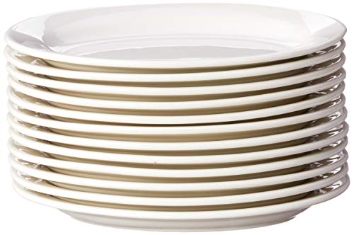 CAC China REC-13 Rolled Edge 11-1/2 by 8-1/4-Inch Stoneware Oval Platter, American White, Box of 12