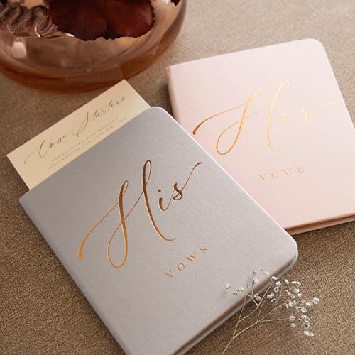 Image of ARTESORI Vow Books His and Hers - Linen Wedding Vow Books Perfect as Bride & Groom Gifts, Wedding Registry Ideas - His & Hers Gifts Wedding Vow Book - Wedding Essentials & Accessories [Blush & Grey]