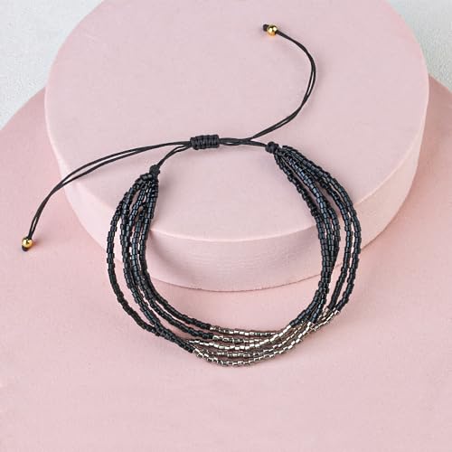 Image of KELITCH Layered Miyuki Beads Bracelets Adjustable Strand Bracelets Bangles Bohemian Style Summer