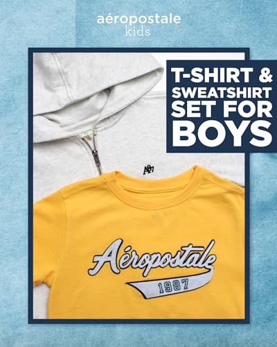 AEROPOSTALE Boys Zip Up Hoodie and Shirt Set - Kids Casual Hooded Sweatshirt and Short Sleeve T-Shirt for Boys (4-16)2