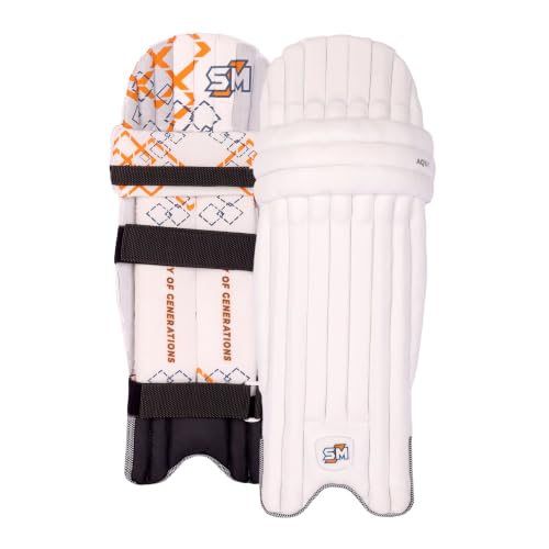 Image of SM Aqua Cricket Batting Leg Guard Men's | Batting Pads | Ambidextrous Design | Plastazote Foam Side Wing | Lightweight Performer | Premium Hook & Loop | Size Men's (for Both RH & LH Batsman)