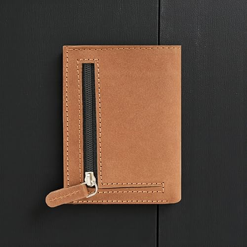 Image of The X Project Vaulton Trifold Wallet | Premium Genuine Leather | Aluminium Cardholder | Side Slide Pop-Up Card Ejector | Carry Up to 6 Cards and 1 Slot for Carrying Cash & Folded Bills (Tan)